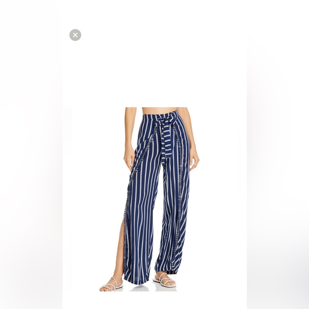 Peixoto Joan Blue and White Split Sides Pants